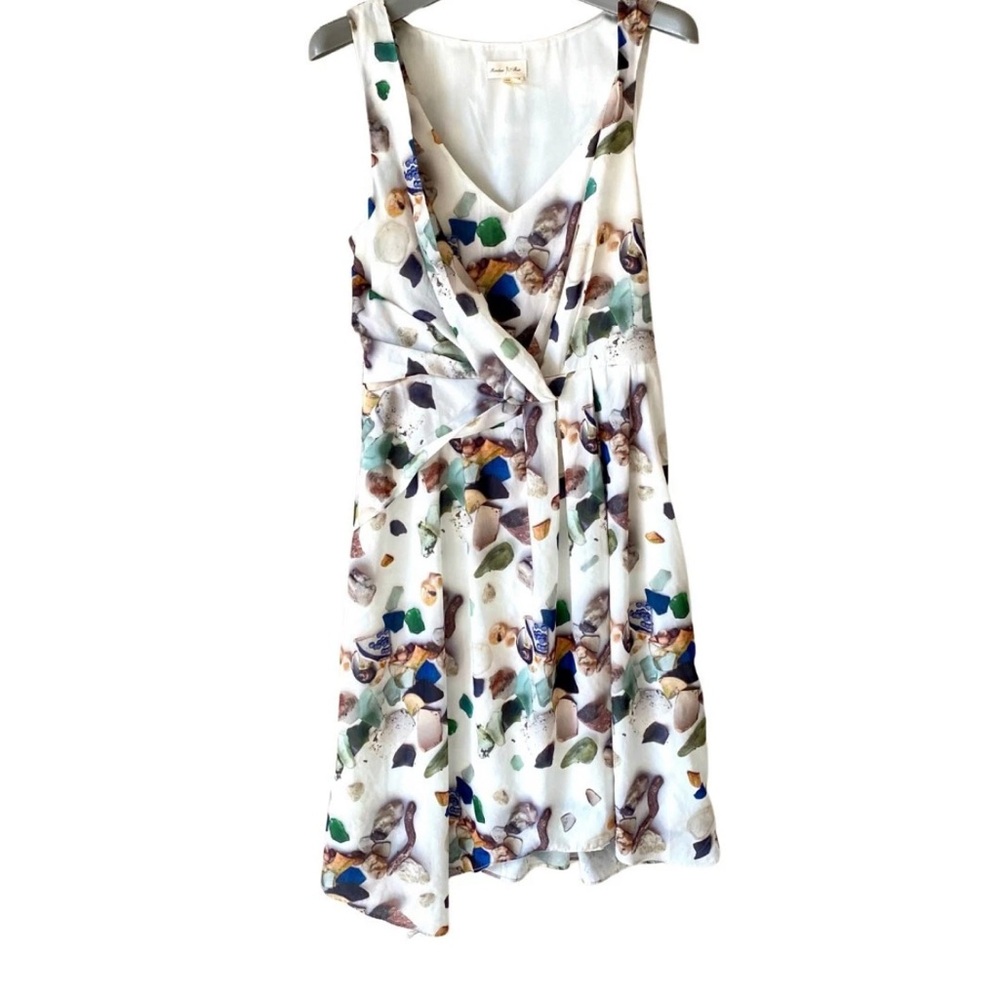 Anthropologie Meadow Rue Stone Gem Rock Printed Sleeveless Dress Lined Size 6